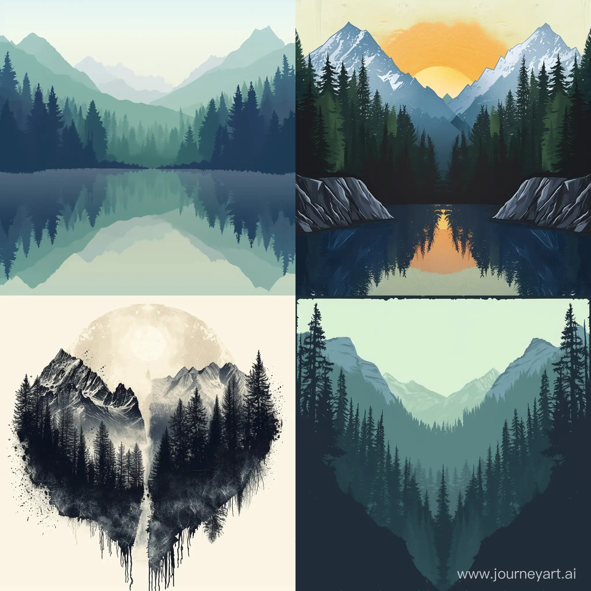 Создай картинку с лесом и горами по разные стороны.
