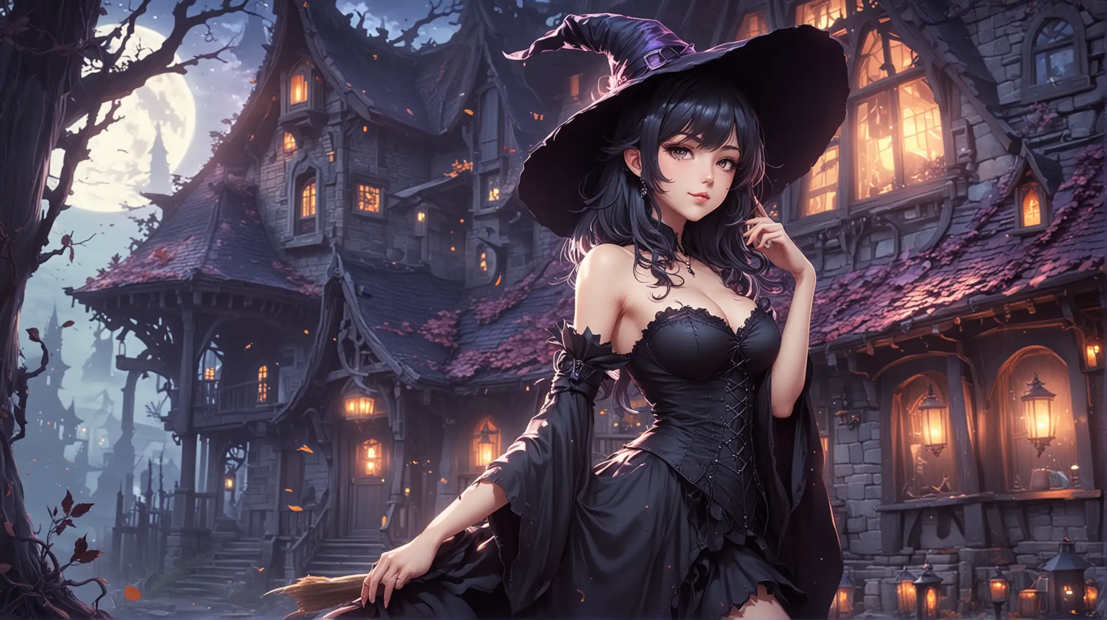 Anime Witch with Enchanting Charm in a Fairytale Cottage