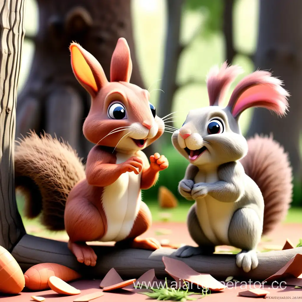 Bunny and squirrel