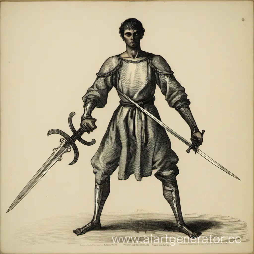 human man, holding two handed sword