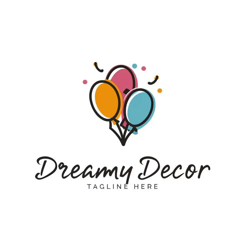 a logo design,with the text "DreamyDecor", main symbol:Celebration,Moderate,be used in Events industry,clear background