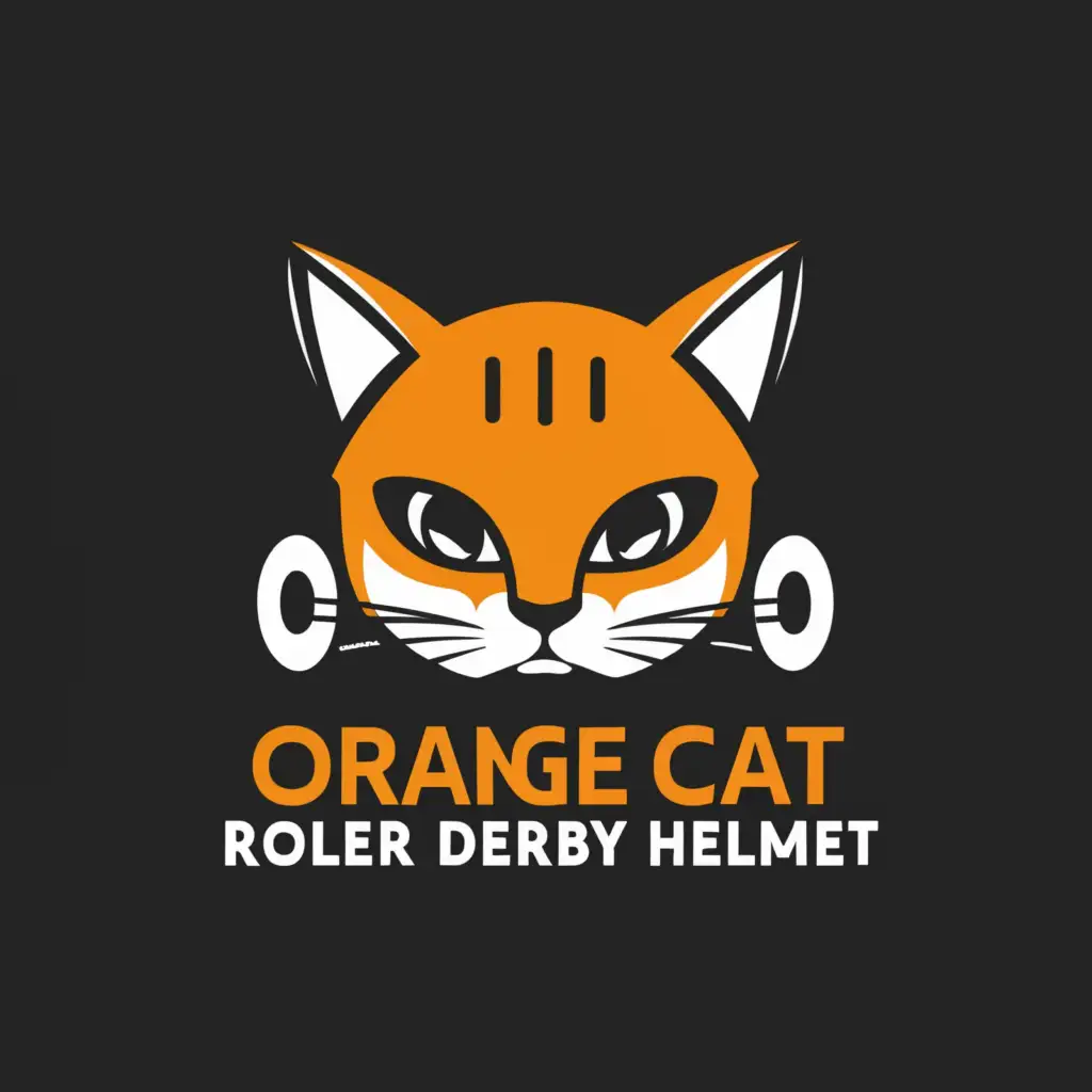 a logo design,with the text "orange cat roller derby helmet", main symbol:orange cat,Minimalistic,be used in Internet industry,clear background