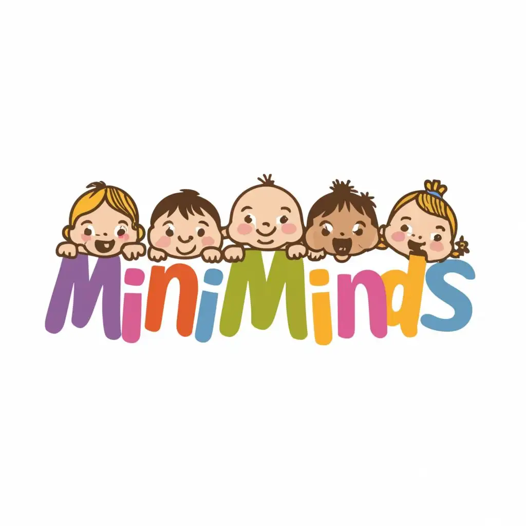 logo, Pre school Babies, with the text "MiniMinds", typography