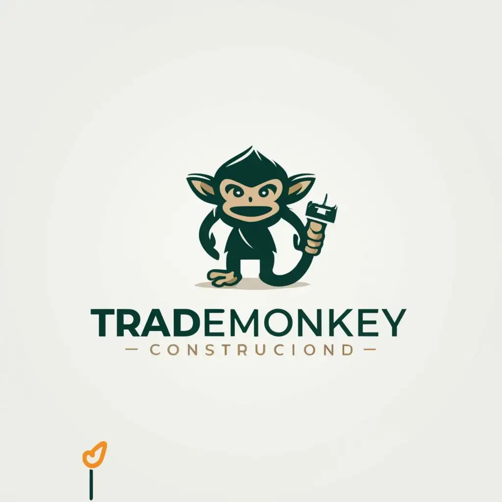 LOGO-Design-for-TradeMonkey-Minimalistic-Monkey-with-Drill-Symbol-for-Construction-Industry