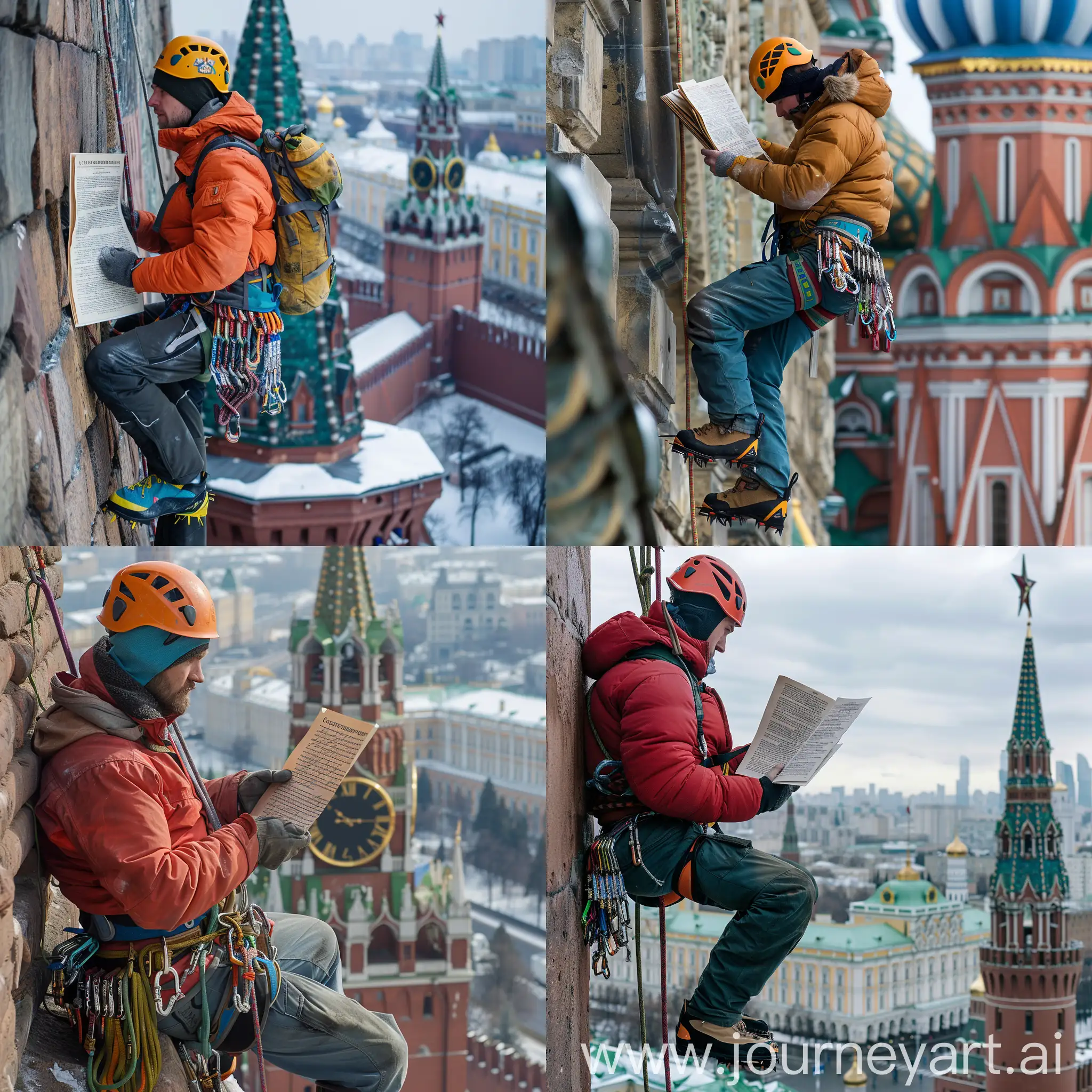 Climber-Reading-Russian-Constitution-atop-Moscow-Kremlin