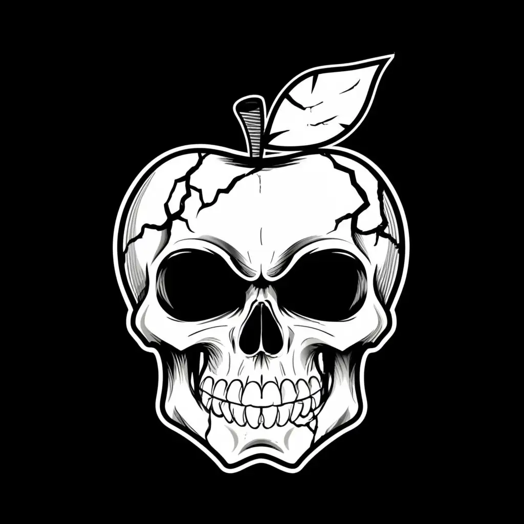 logo, apple skull, with the text "Bad Apple", typography