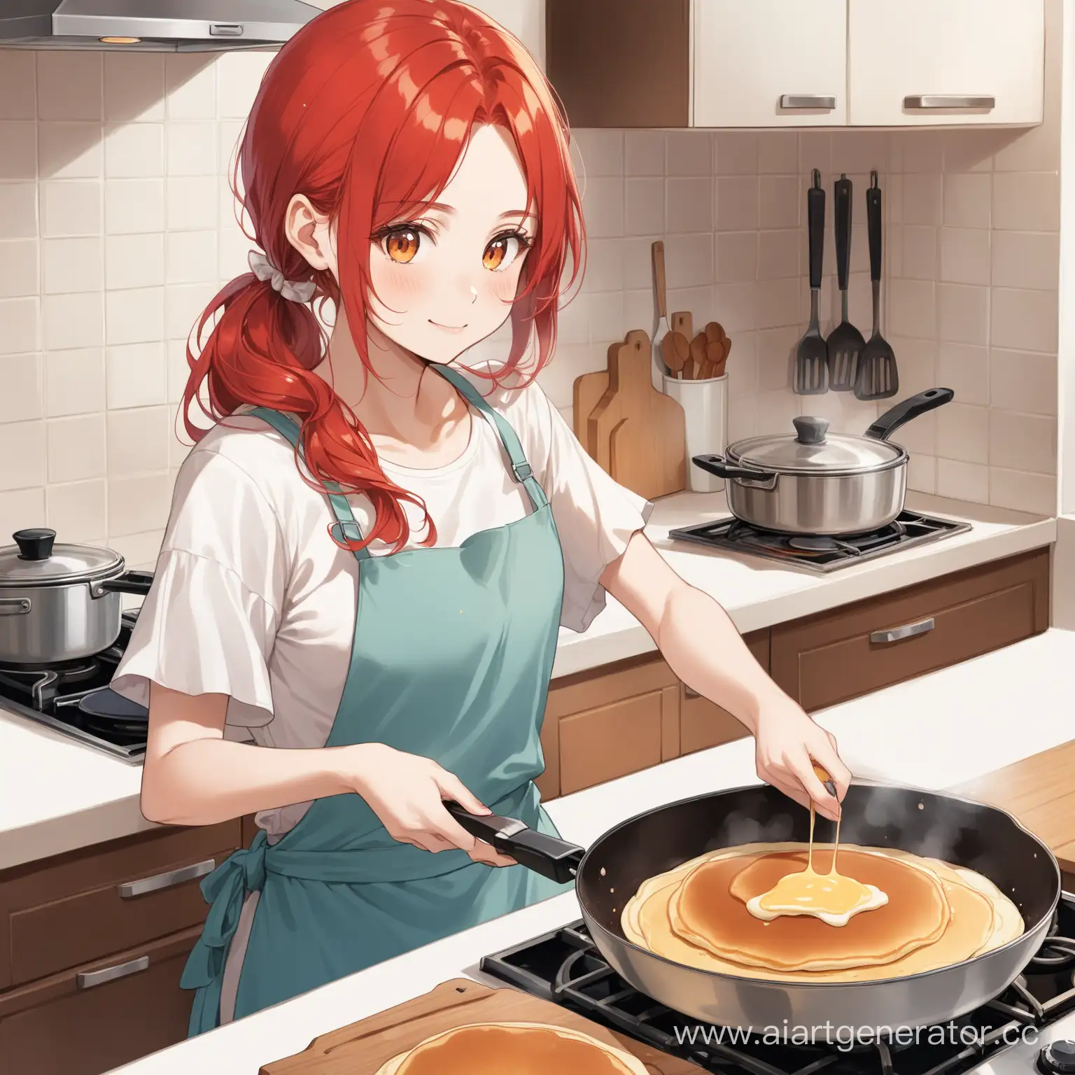 Redheaded-Girl-Preparing-Pancakes-in-a-Cozy-Kitchen