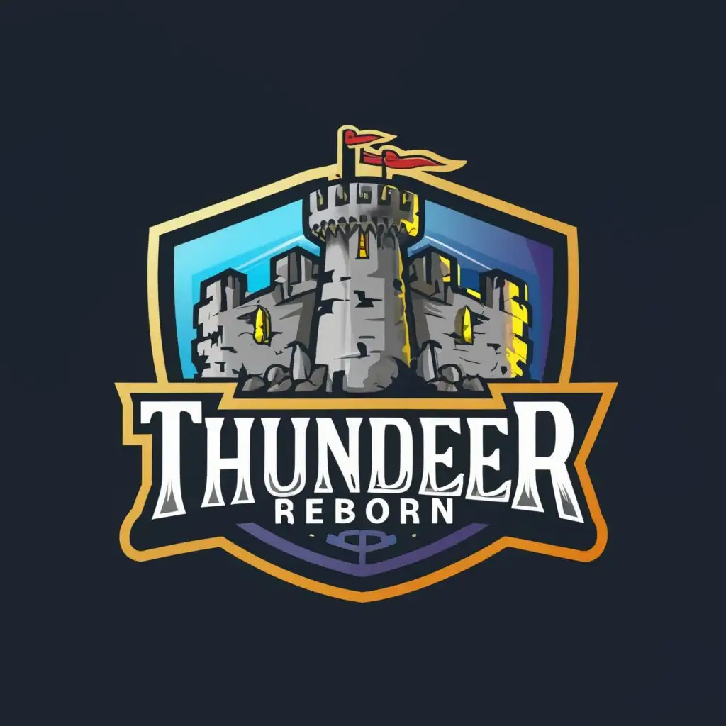 logo, Thunder, castle, medieval, with the text "ThunderReborn", typography, be used in Technology industry