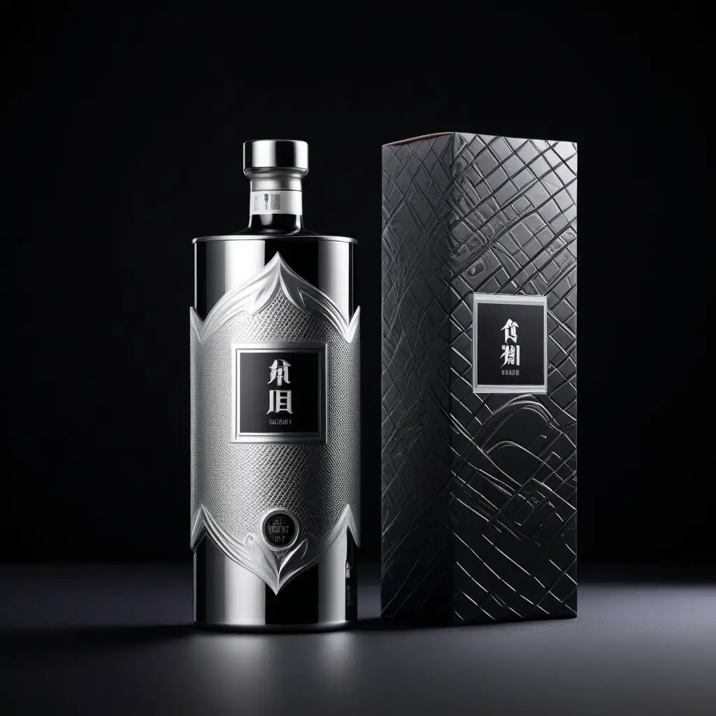 Luxurious Health Liquor Packaging in HighEnd Silver and Black Ceramic Design