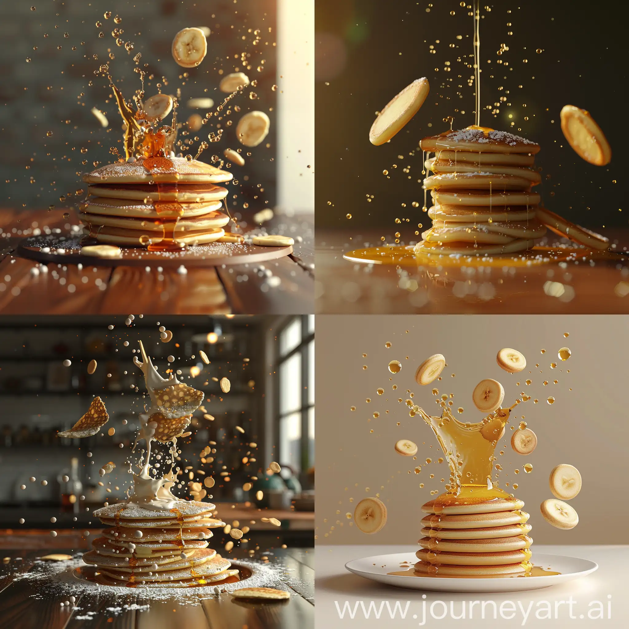 Lots of falling pancakes :: 3D animation 
