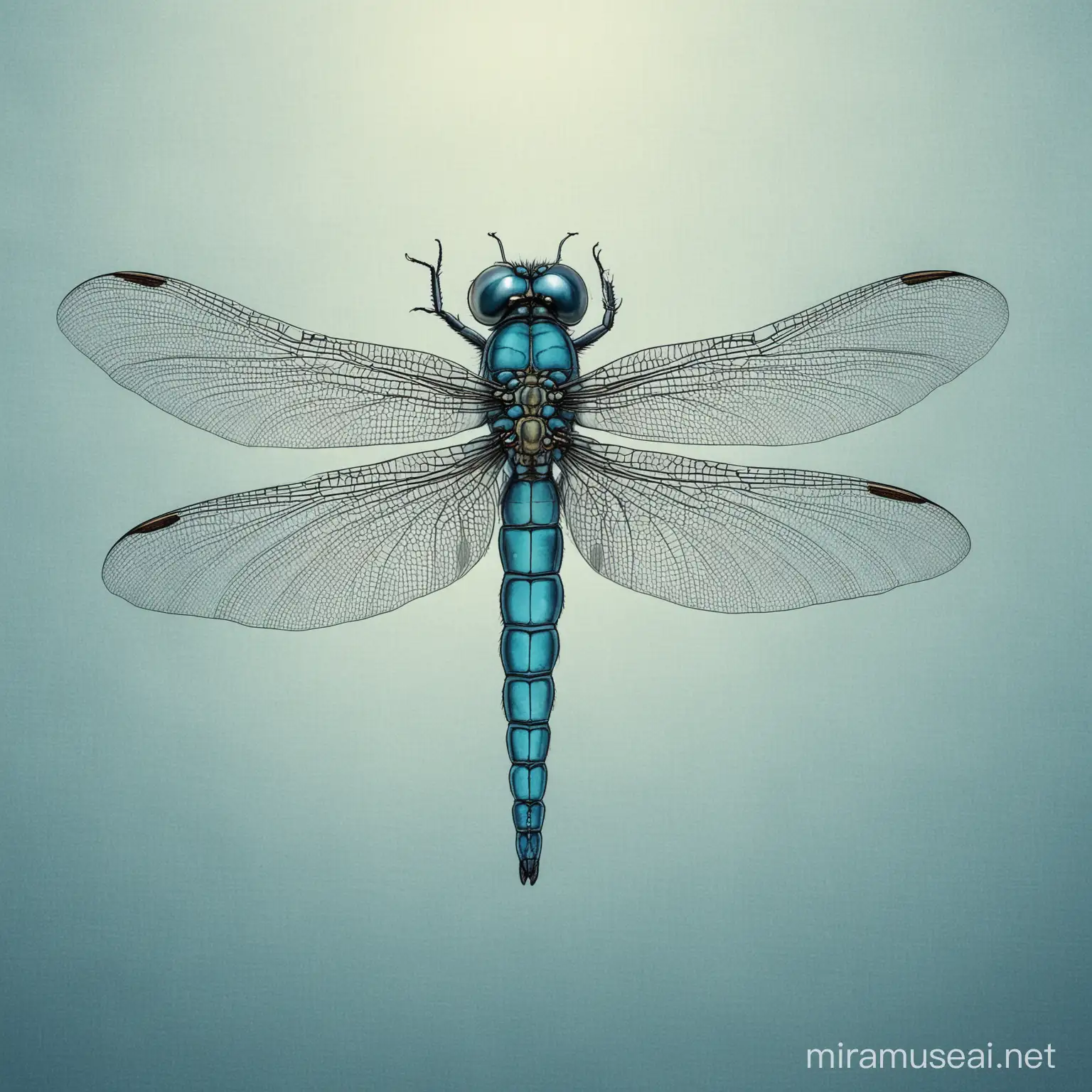 Ethereal Blue Dragonfly Illustration