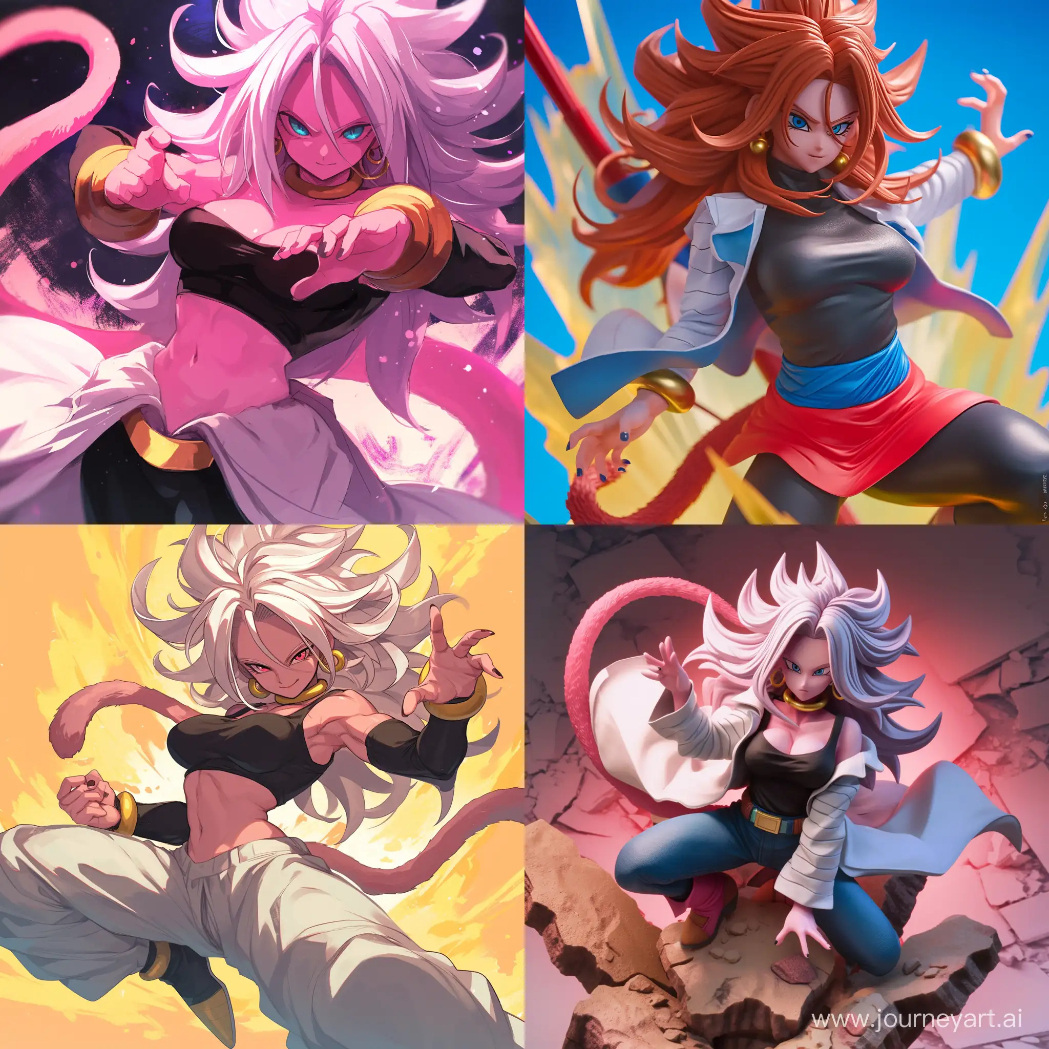 android 21 from dragon ball, dynamic pose --niji 6