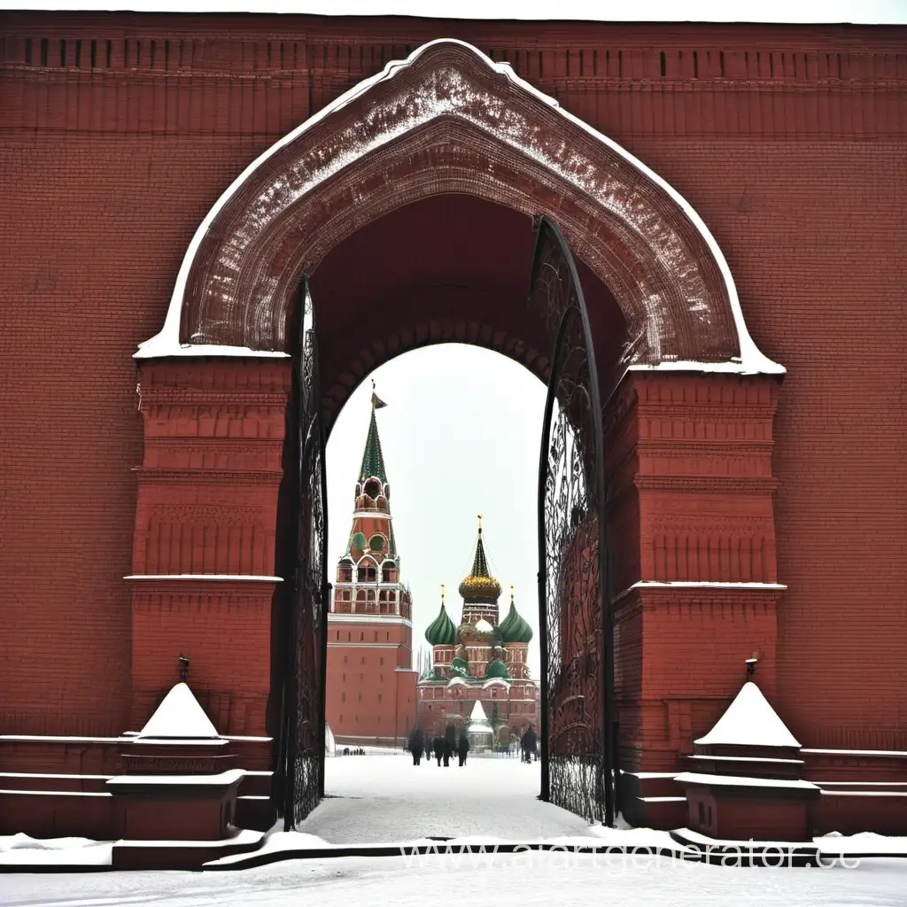 Арка с воротами в Кремль, справа находится будка