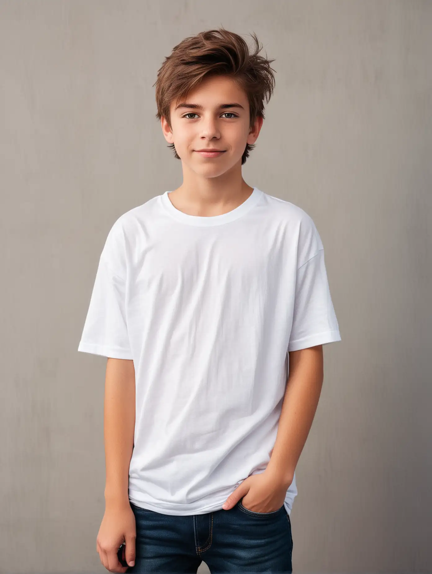 Cool teenage boy in white tshirt