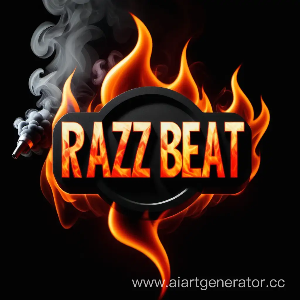 RAZZ-BEAT-Beatmaker-Logo-Engulfed-in-Fiery-Smoke-on-Black-Background