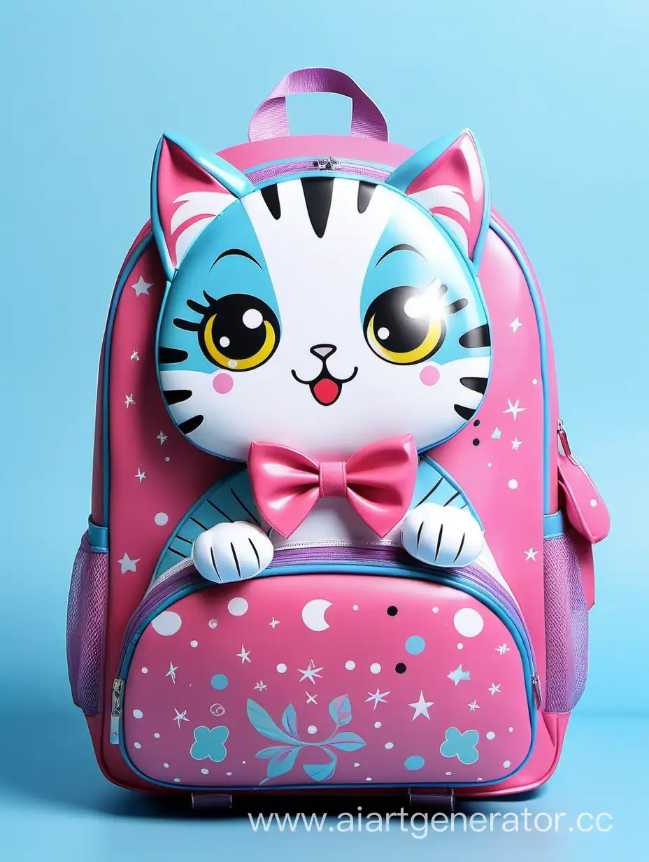 банер для продажи детских рюкзаков, рюкзак стильный, яркий, из качественного материала, напоминает животного котика

