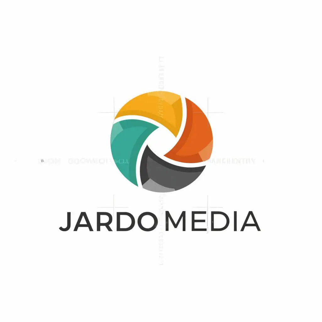 a logo design, with the text 'jardo media', main symbol: camera aperture, Moderate, be used in Entertainment, film photography industry, black background