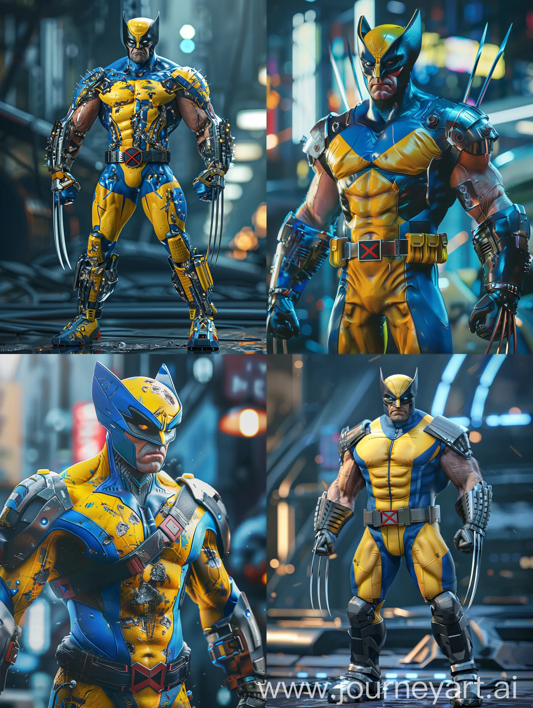 Cyberpunk-Marvel-Wolverine-Ultra-Detailed-8K-Rendering-of-Futuristic-Yellow-and-Blue-Outfit