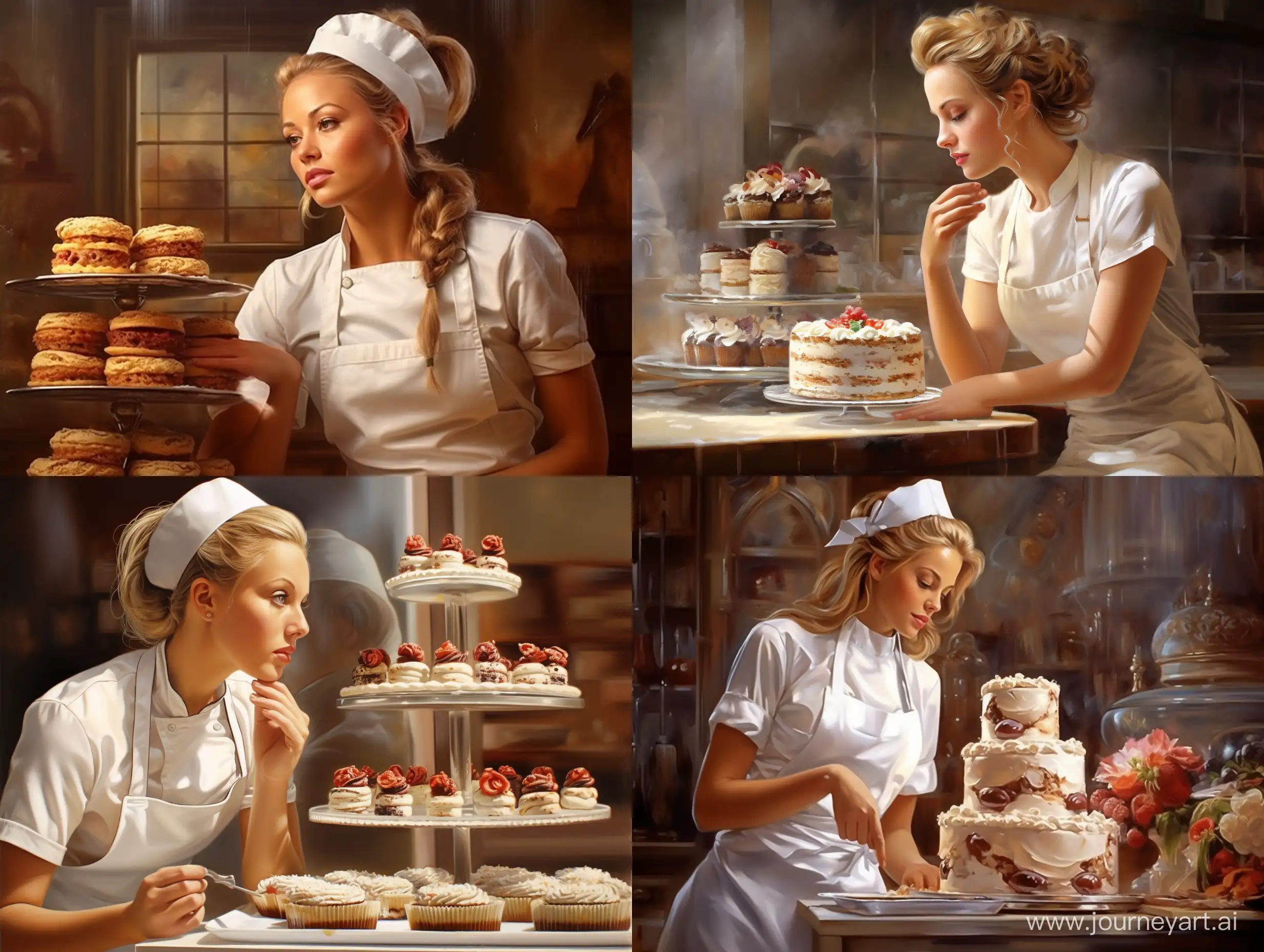 Optimistic-Female-Pastry-Chef-Baking-Beautiful-Cakes