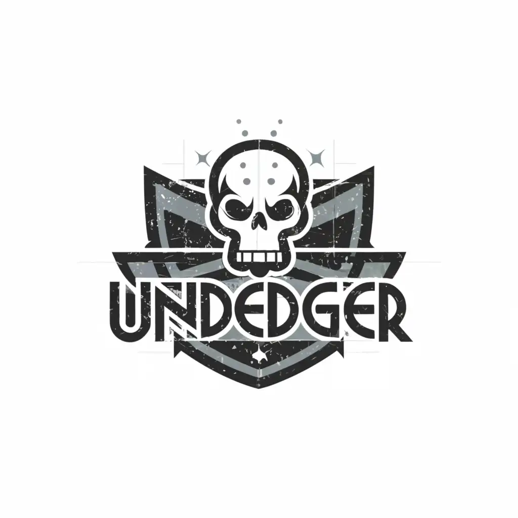 a logo design, with the text 'UNDEADGER', main symbol: skeleton, Moderate, Black background