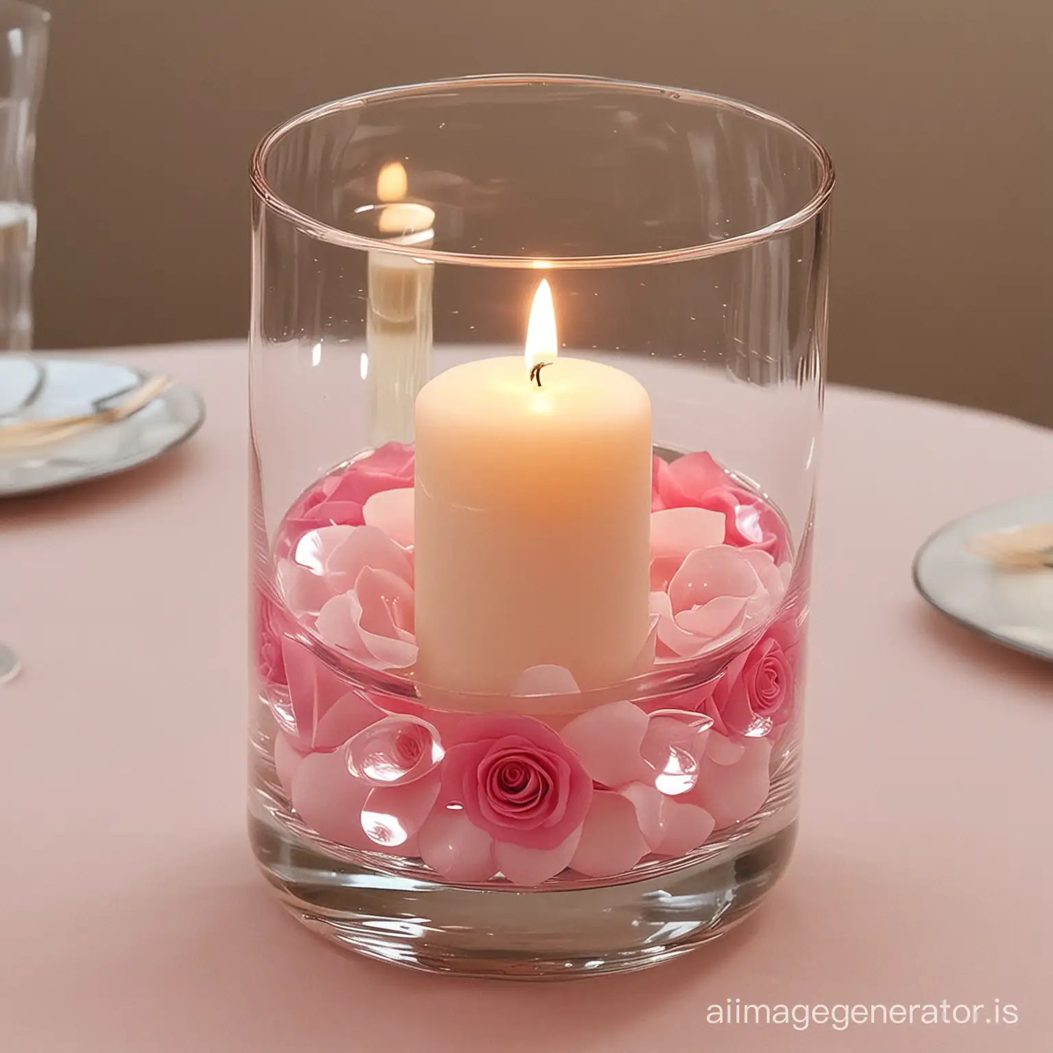 light pink floating candle centerpiece