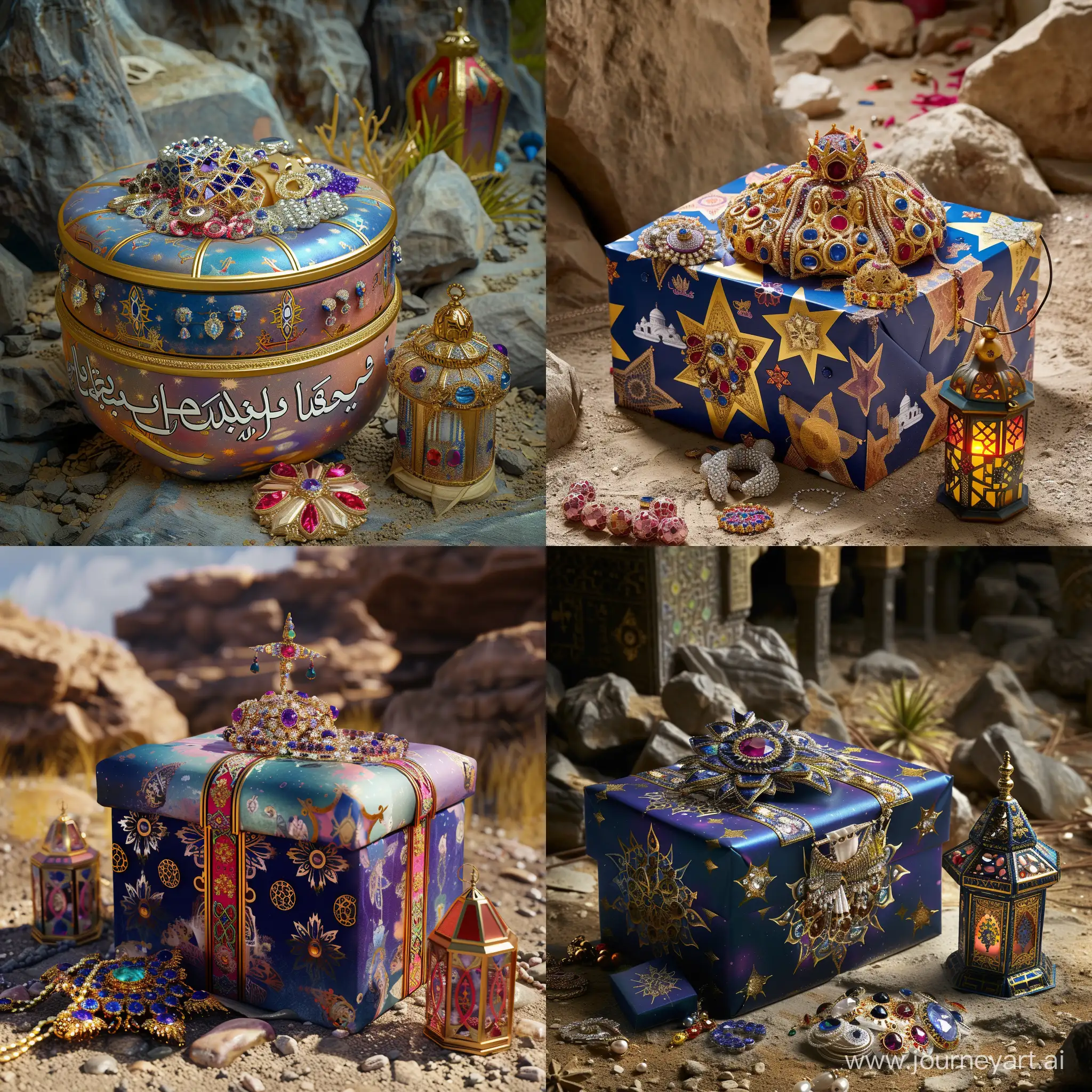 Elegant-Ramadan-Gift-with-Jewels-and-Lantern-in-a-Libyan-Setting