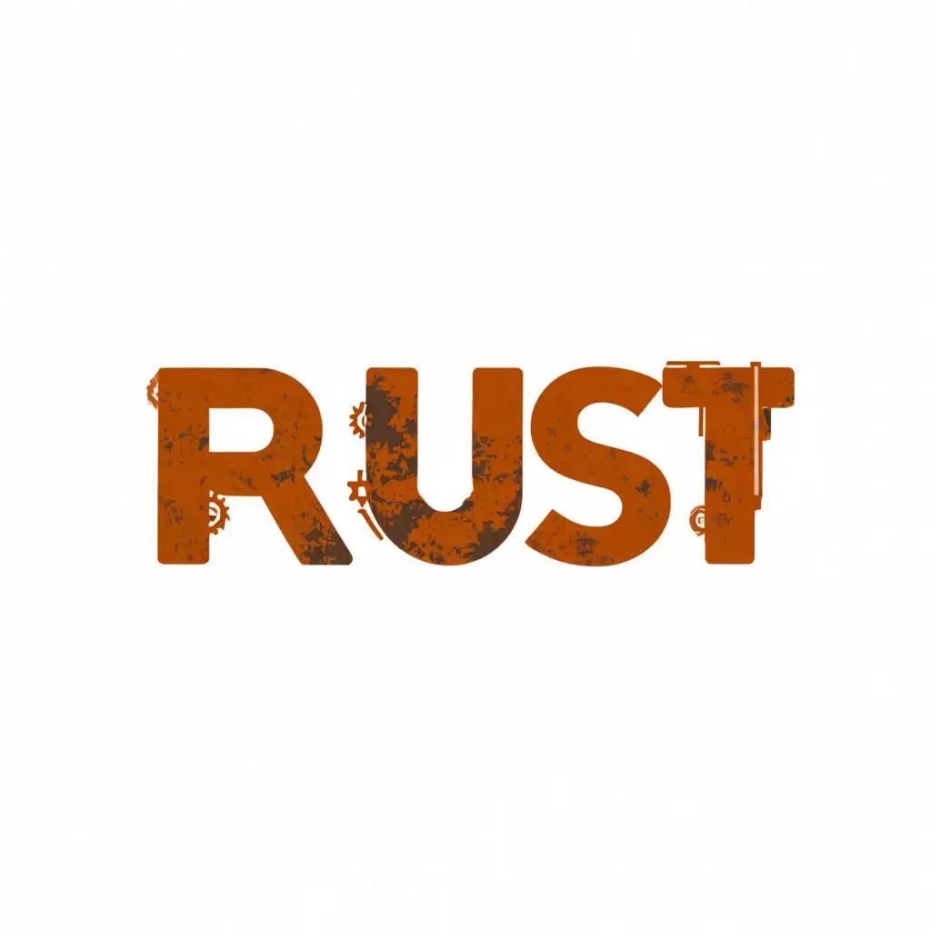 a logo design,with the text "rust", main symbol:rust, background black