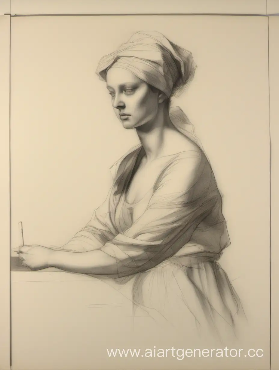 Academic-Drawing-of-a-Woman-Posing-for-Artistic-Study