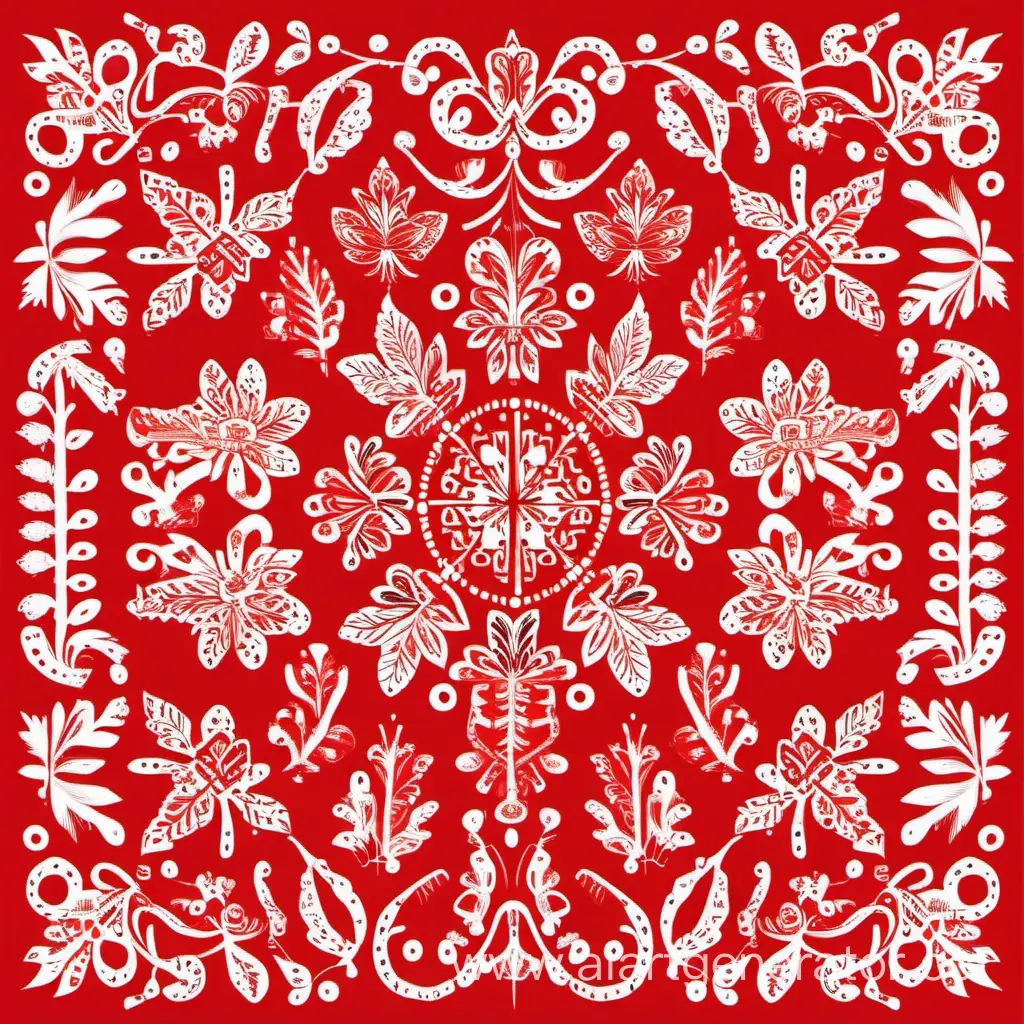Vibrant-Red-Karelian-Folk-Ornament-Artwork