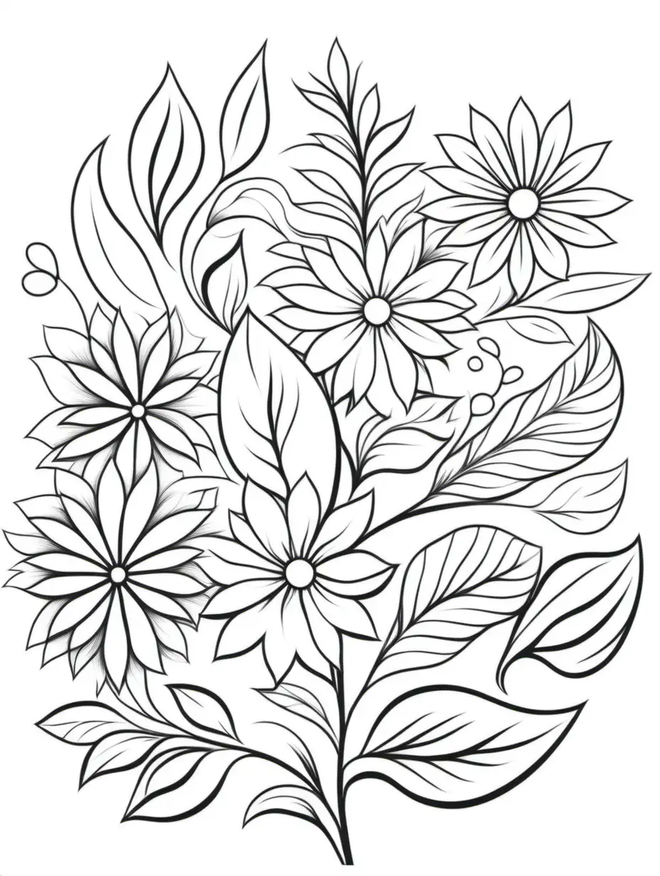 Minimalist Floral Shapes Coloring Page