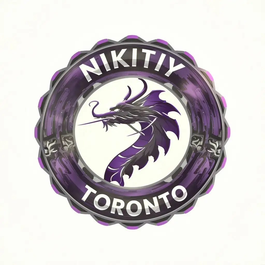 LOGO-Design-For-NIKITIY-Bold-Purple-Dragon-Theme-with-Toronto-Inscription
