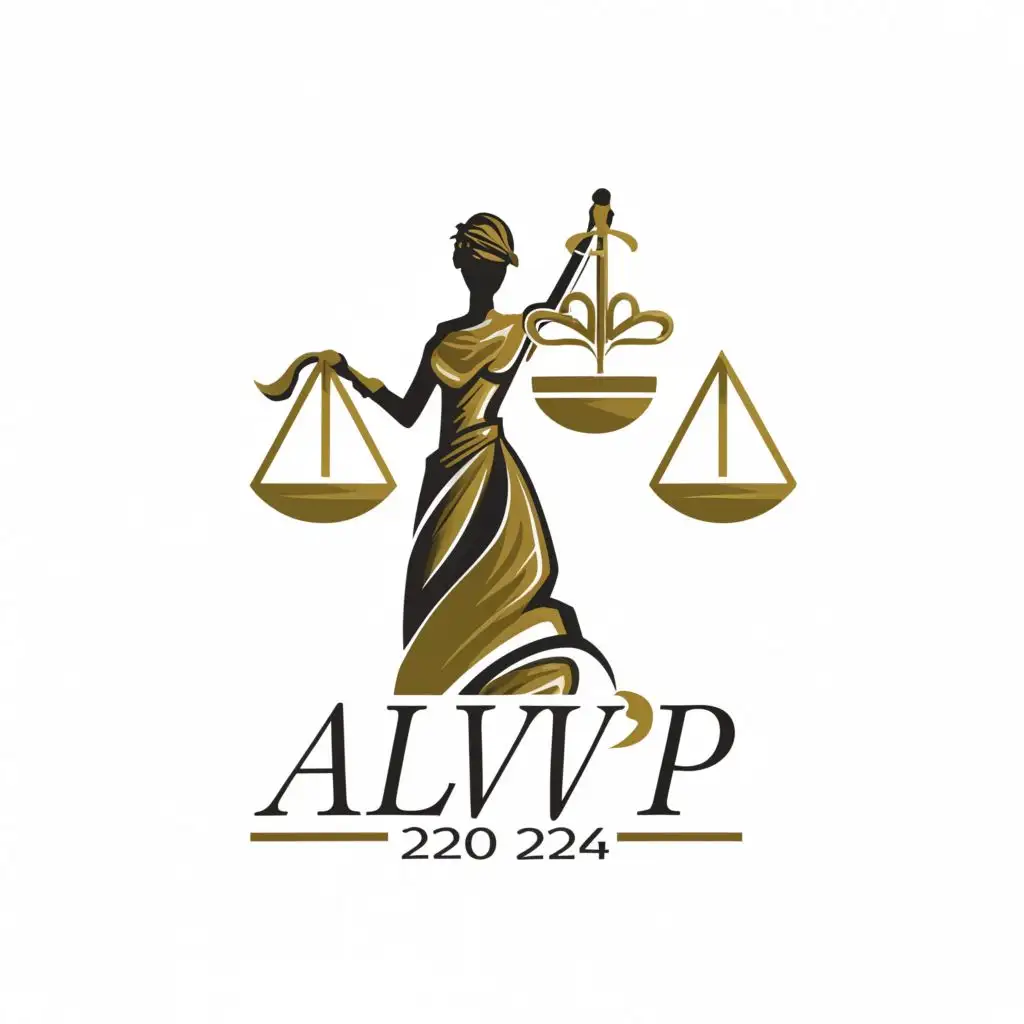 a logo design,with the text "ALVP 2024", main symbol:Legal institutions, law, legal, iustitia,Moderate,be used in Legal industry,clear background