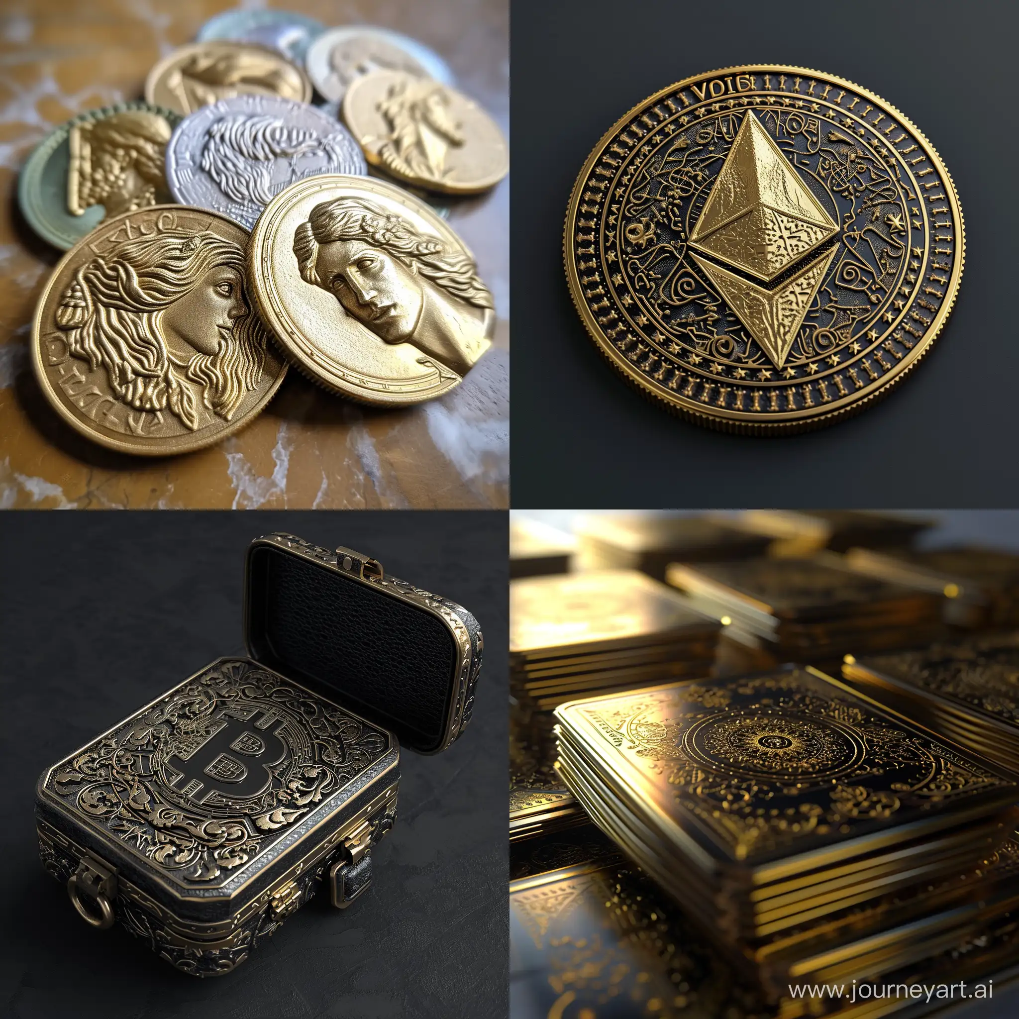Unique NFT 3D crypto art cards & coins.