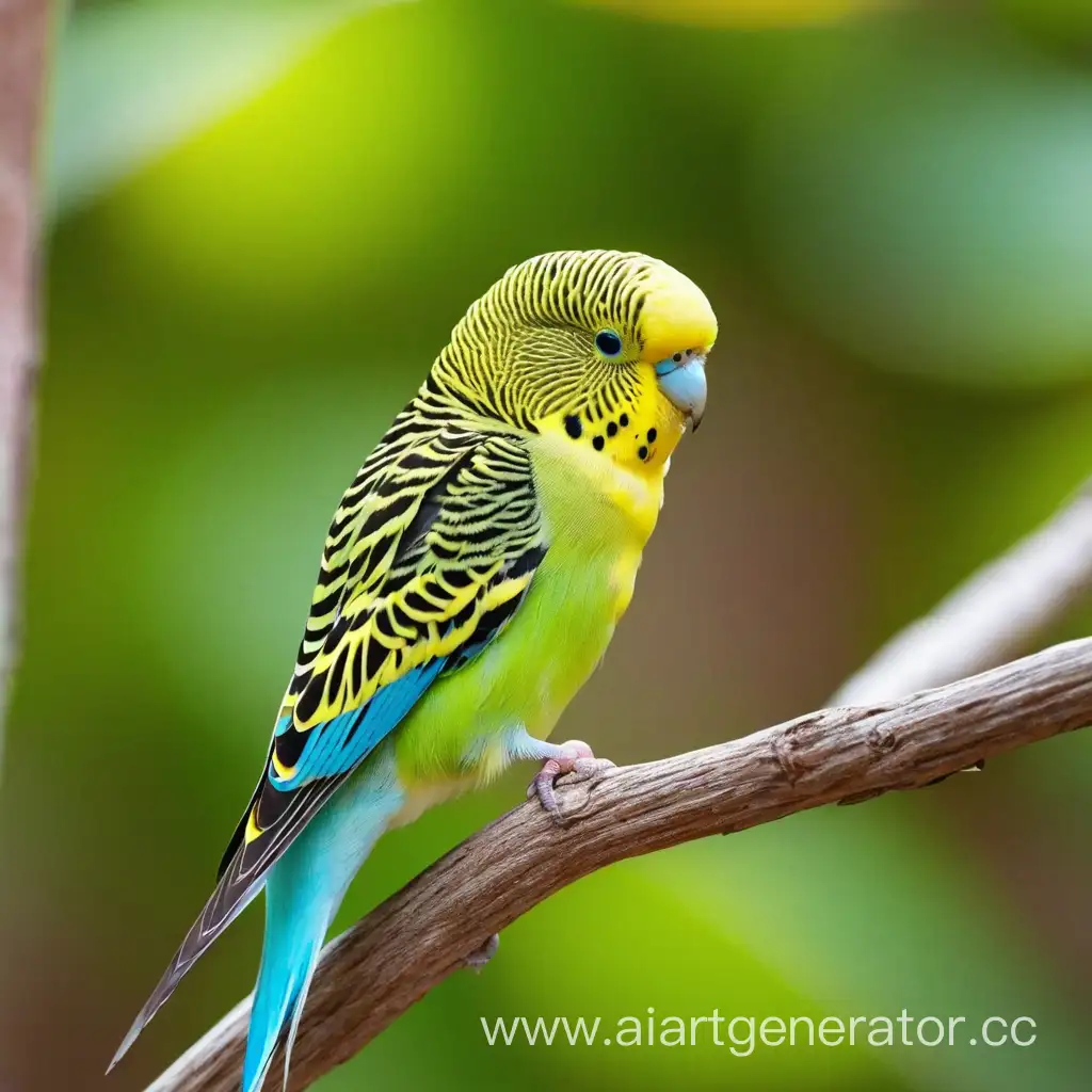 Wild-Budgerigar-Perched-on-an-Australian-Tree