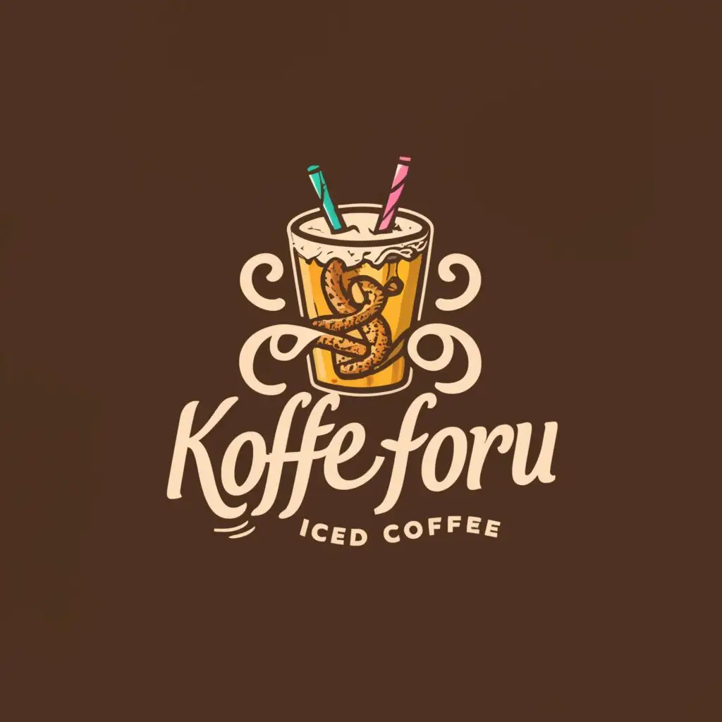 a logo design,with the text "KoffyforChu", main symbol:iced coffee and churros,Moderate,clear background
