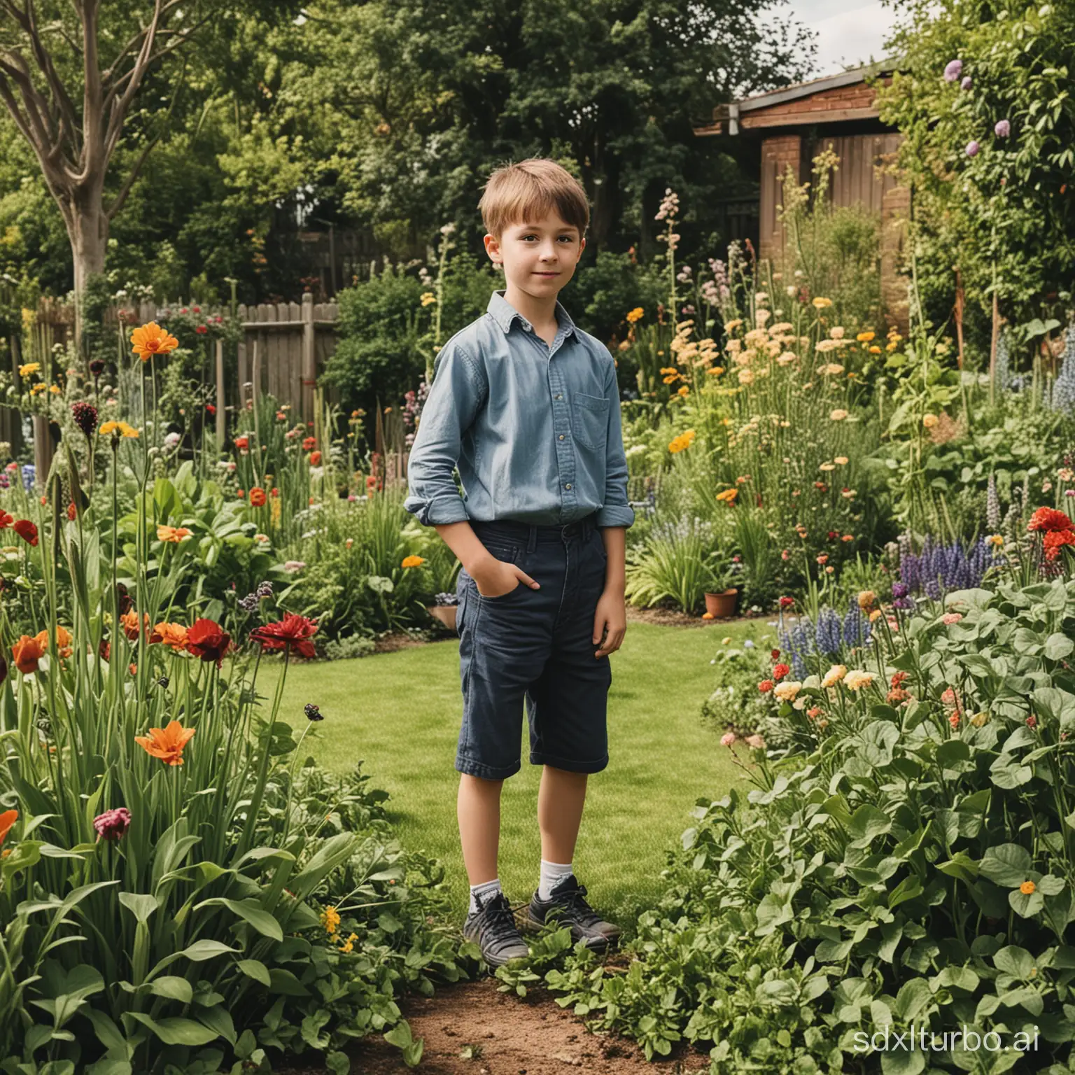 Young-Boy-Exploring-a-Vibrant-Garden-Scene