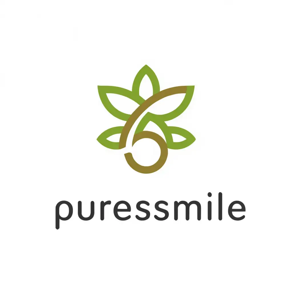 a logo design,with the text "PureSmile", main symbol:Sustainable Clothing,Minimalistic,clear background