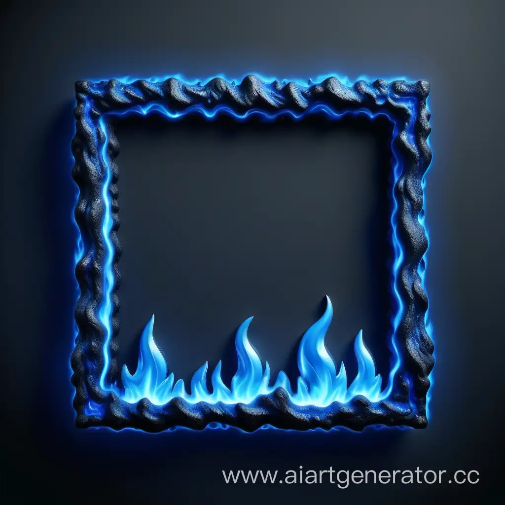 3D-Blue-Flame-Fire-Lava-Border-Icon-on-White-Background