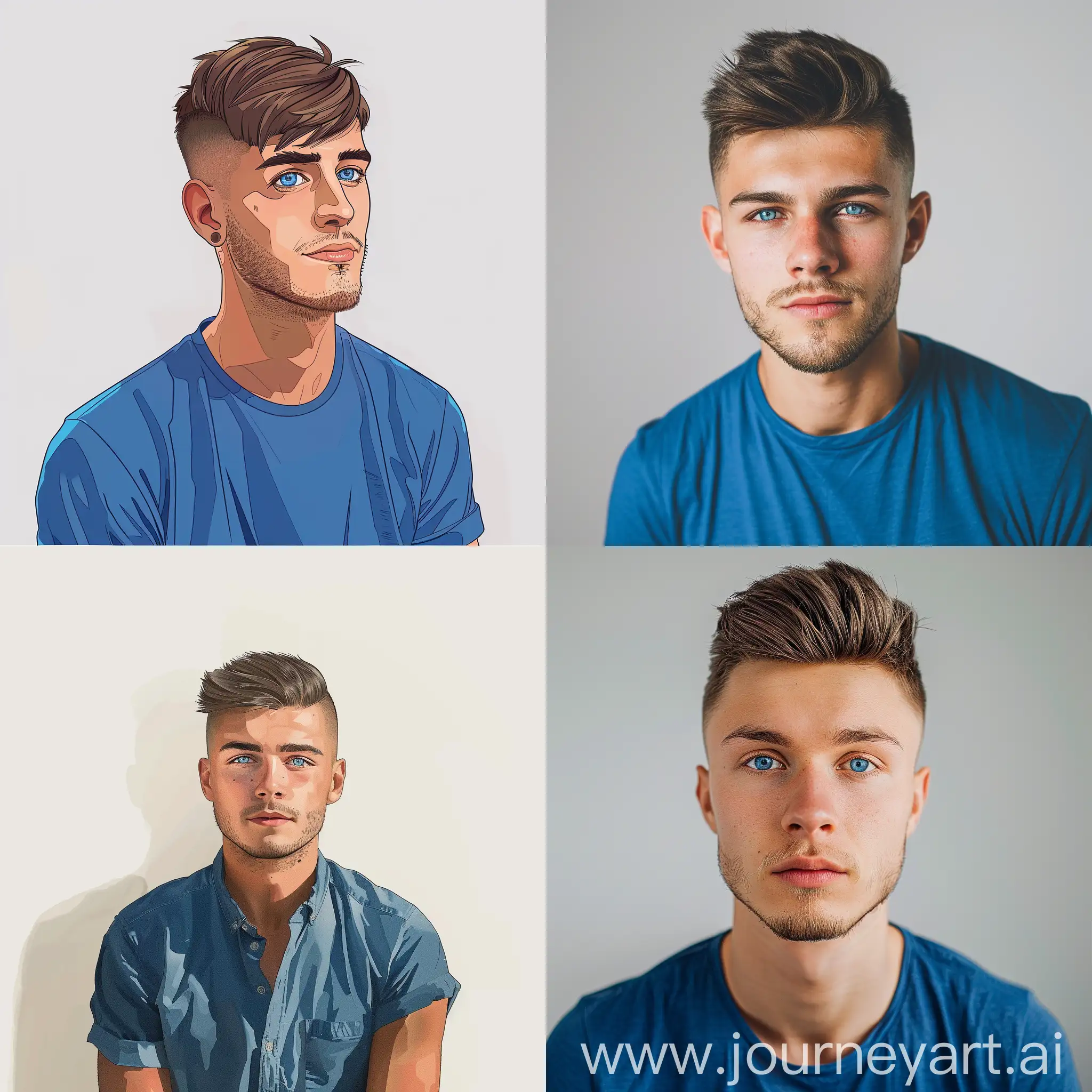 Modern-Young-Man-with-Blue-Shirt-in-2D-Illustration-Style