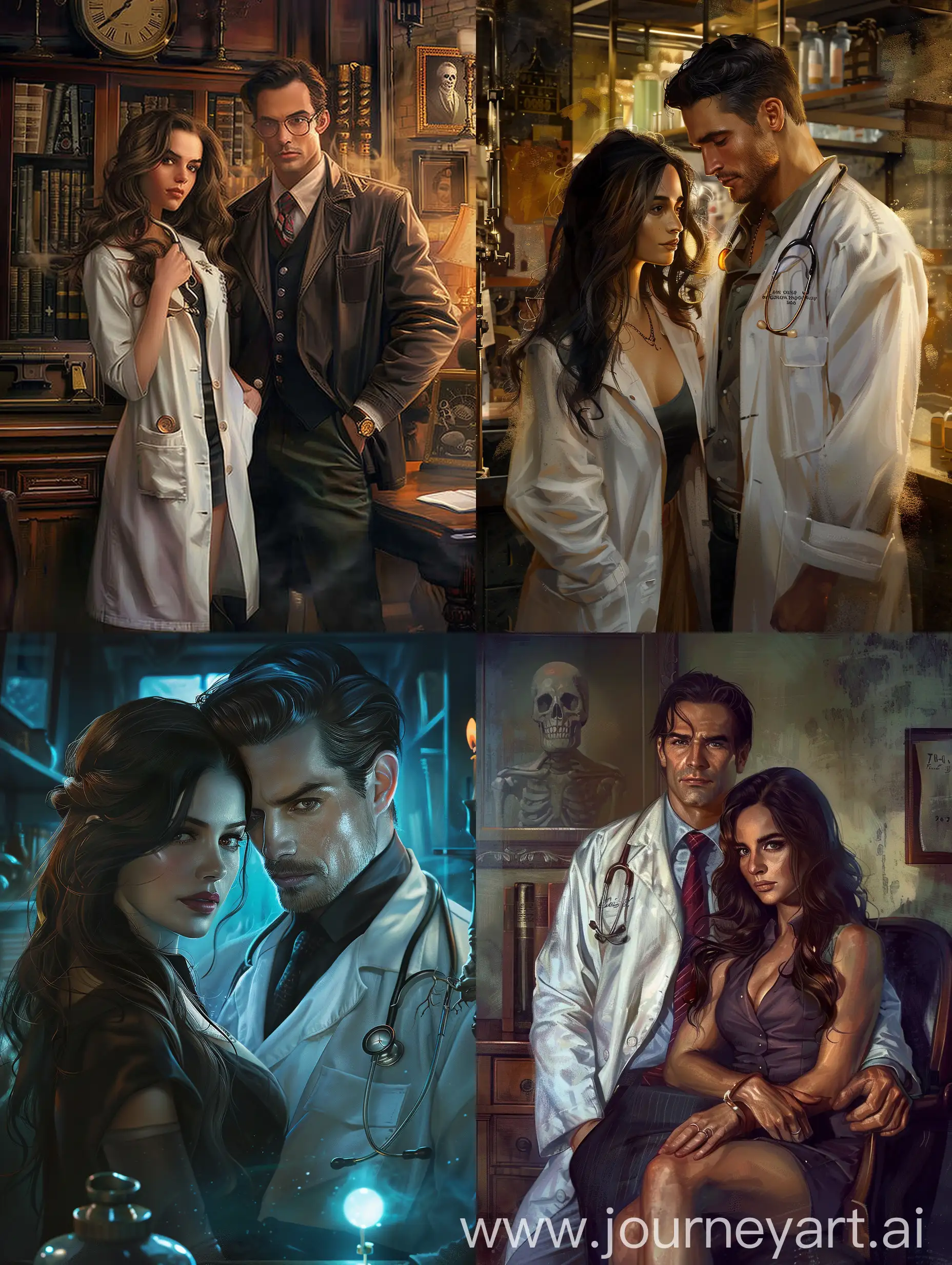 Fantasy-Brunette-Girl-and-Male-Doctor-Detective-with-Bones
