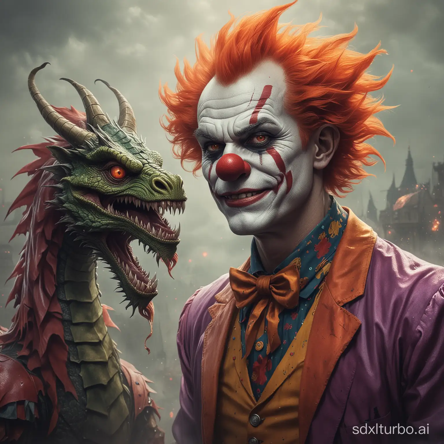 Combine the clown and the dragon