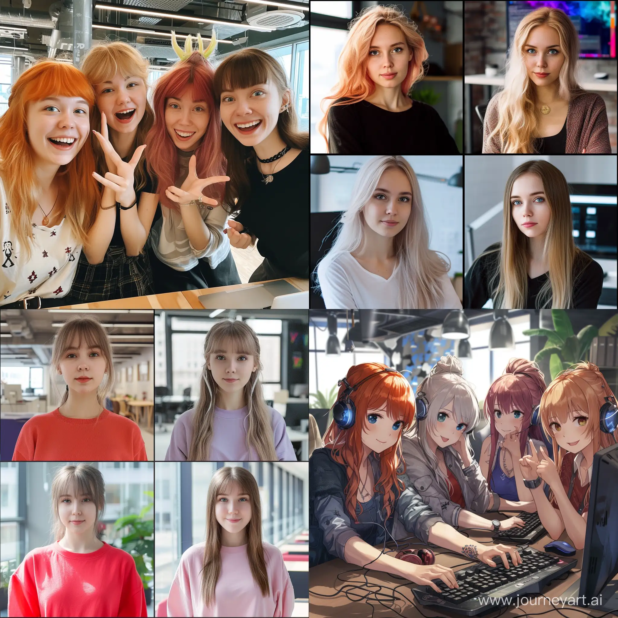 Four-Russian-Female-Anime-Developers-in-Modern-Office-Setting