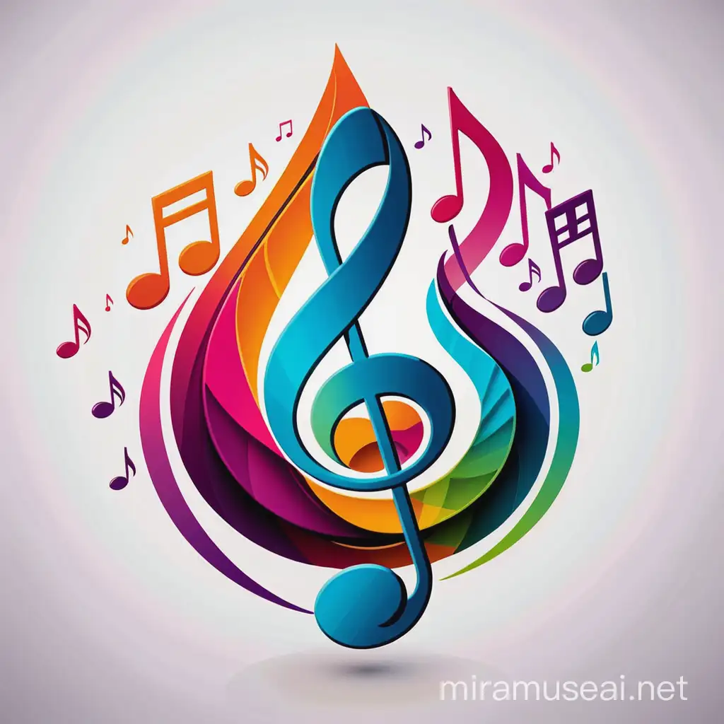 pictorial logo for the 'music' group. Full of luscious colours. There should be attributes typical of the musician theme: notes ect.