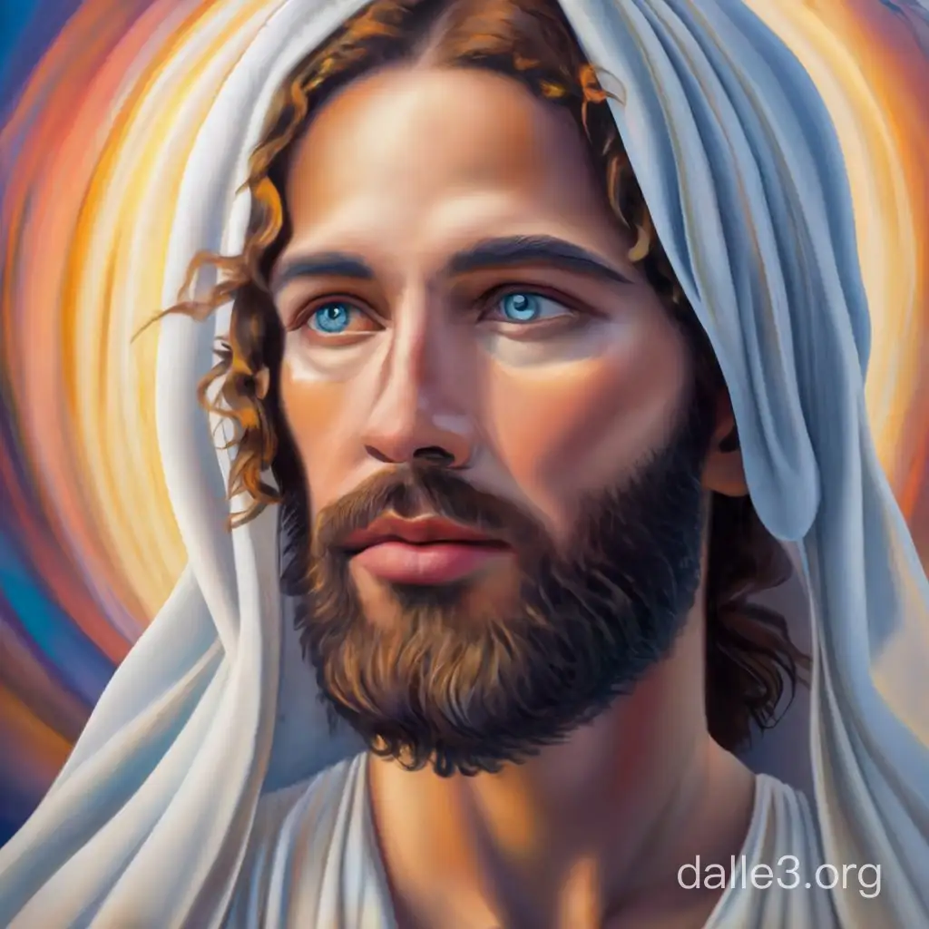 Envision Yeshua, the Prince of Peace, emanating serenity and compassion, surrounded by a tranquil aura that reflects his message of love and harmony. Hyper realism 