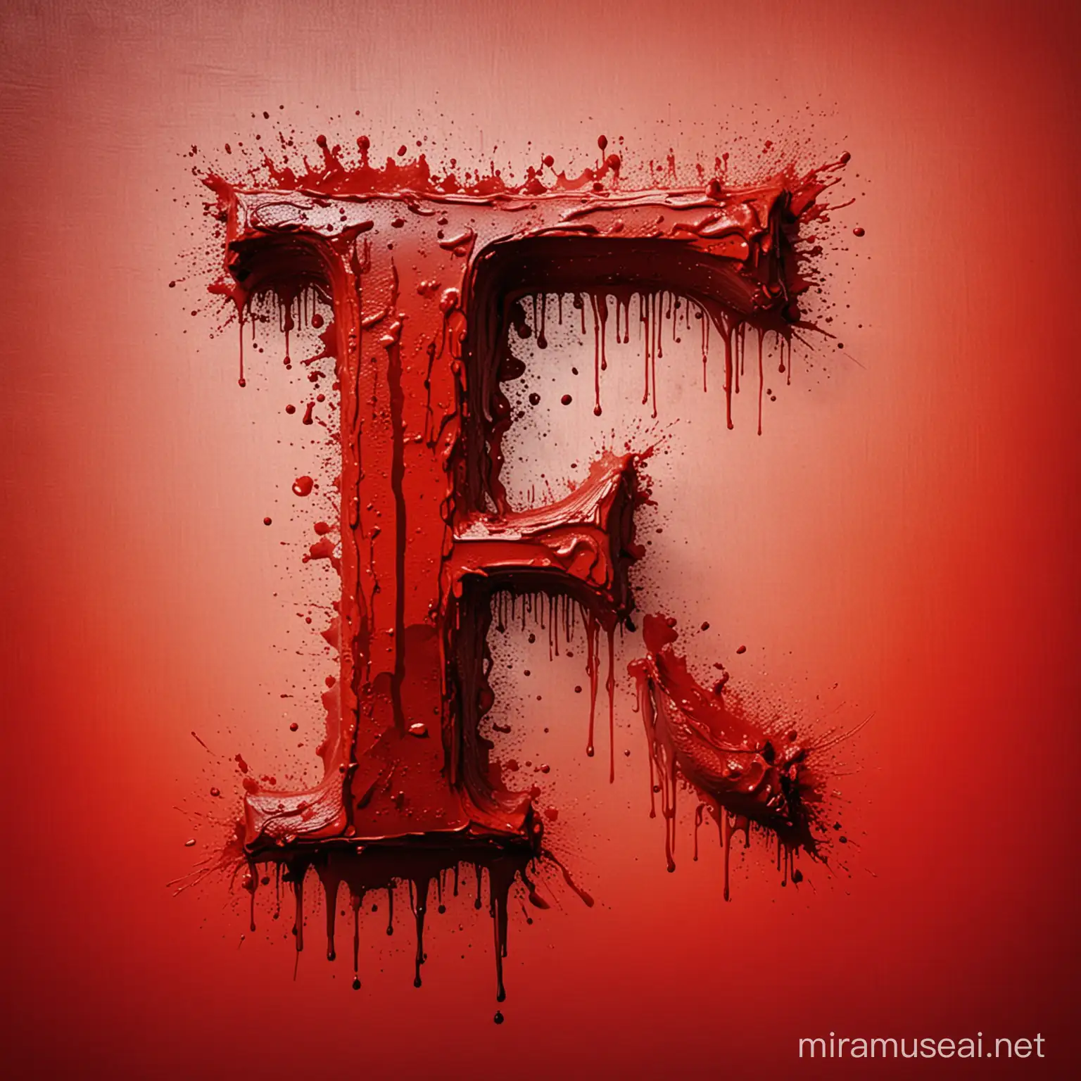 Bloody letter F on a bloody background