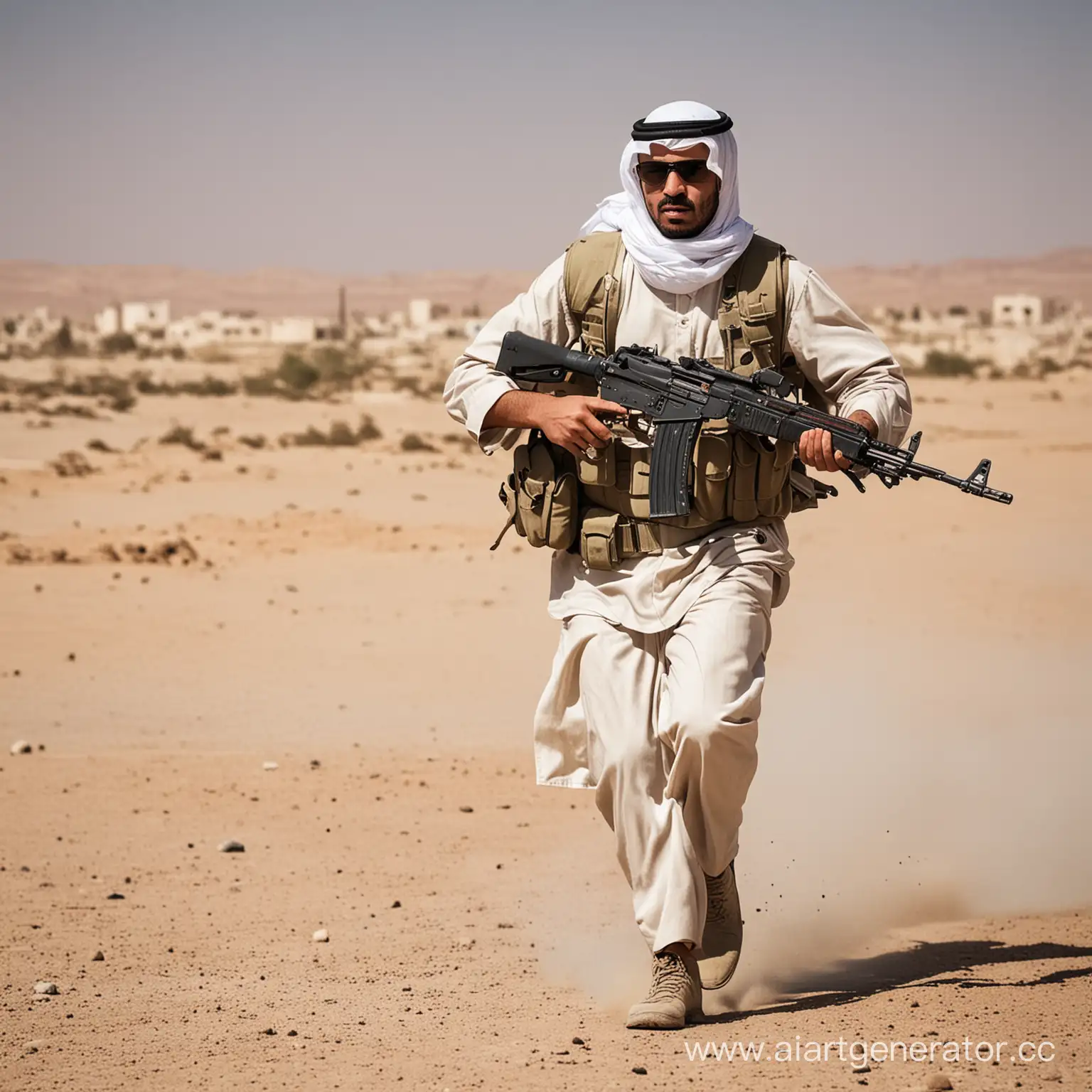 Arab-Man-Running-with-Kalashnikov-Rifle