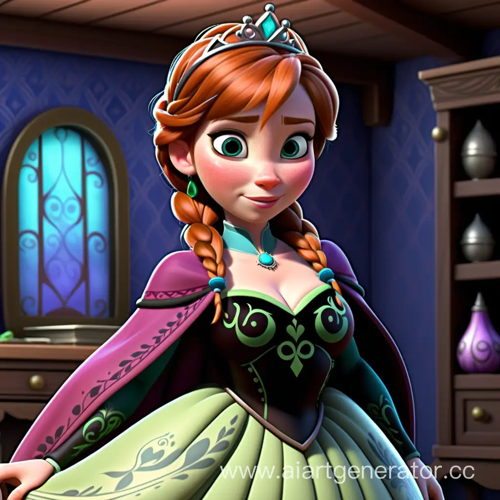 Princess anna is pregnant. Showing her belly skin