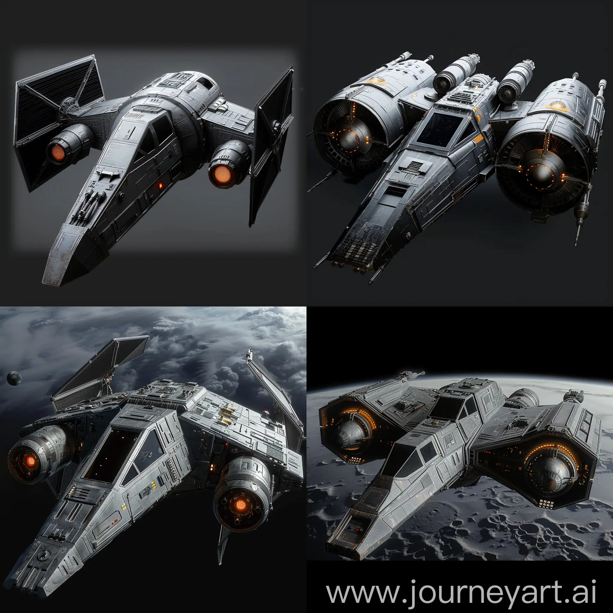 Futuristic Star Wars Tie Bomber https://static.wikia.nocookie.net/starwars/images/1/17/TIE_Bomber_BF2.png/revision/latest/scale-to-width-down/1200?cb=20230720014331, Solar panels, Regenerative braking system, Energy-efficient propulsion system, Lightweight materials, Energy management system, Energy storage system, Energy-efficient lighting, Smart sensors, Energy recovery systems, Aerodynamic design, Holographic cockpit displays, AI-assisted flight control, Stealth technology, Advanced targeting systems, Adaptive camouflage, Drone swarm deployment system, Energy shields, Quantum communication system, Self-repairing nanotechnology, Hyperdrive capability, Self-healing hull, Nanoscale sensors, Nanobot maintenance crew, Nanoscale camouflage, Nanomedicine storage, Nanoscale weapons, Nanocomposite armor, Nanoparticle propulsion, Nanoscale communication network, Nanotech energy storage, Biological energy generation, Bio-inspired aerodynamics, Bioluminescent displays, Bio-synthetic materials, Bio-mimicking camouflage, Biomedical monitoring systems, Bio-inspired weaponry, Genetic encryption, Bio-organic repair systems, Bio-hybrid AI interface, octane render --stylize 1000