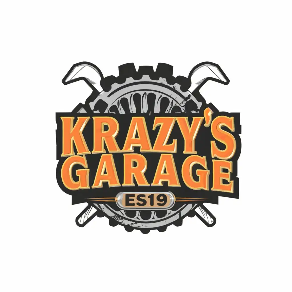 LOGO-Design-For-Krazys-Garage-Sleek-Car-Mechanic-Shop-Emblem-for-Automotive-Industry