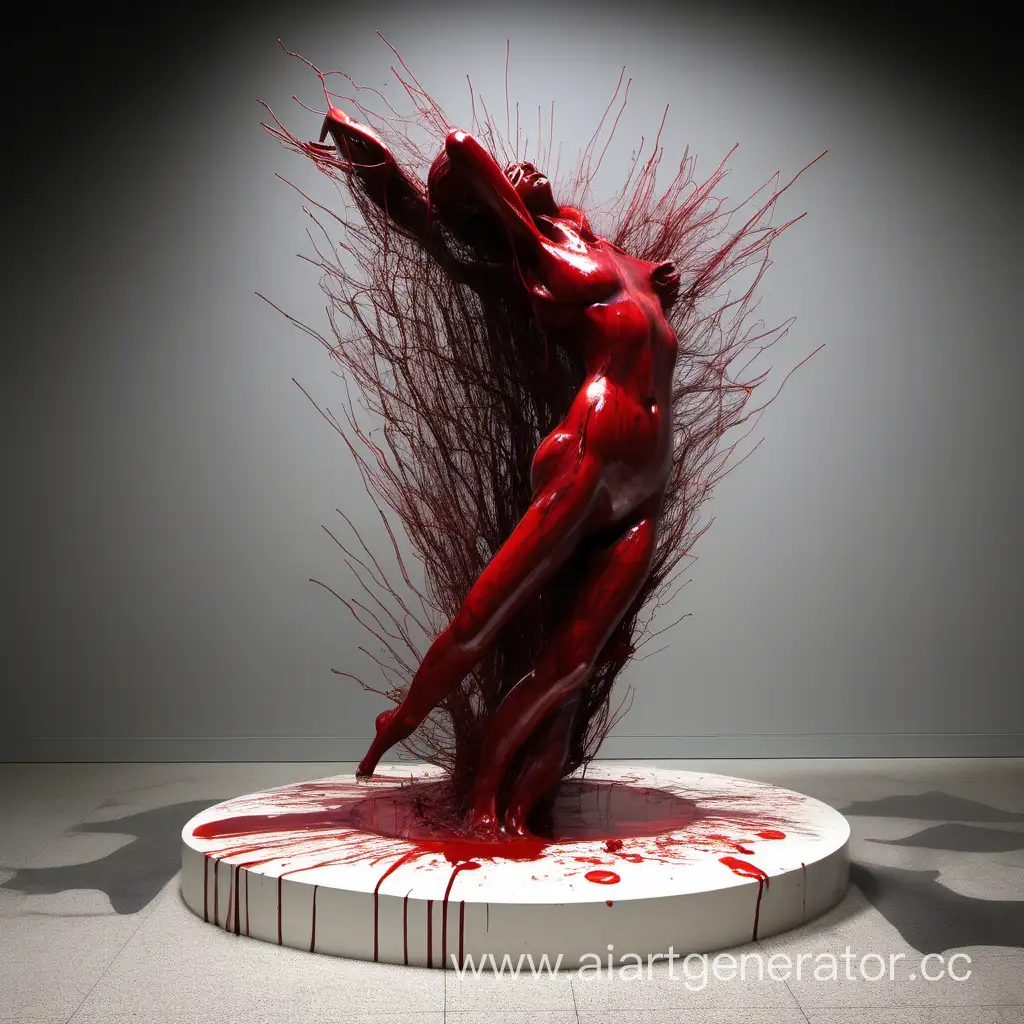 Euphoria-Sculpture-A-Dynamic-Display-of-Blood-and-Danger